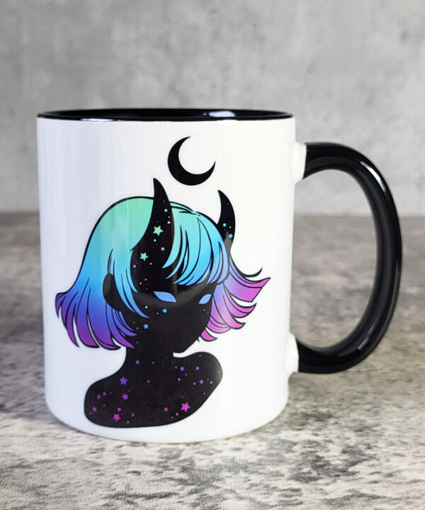 Horned Cosmic Girl Witchy Gothic Mug