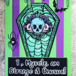 Strange Unusual Skull Coffin Purple Green Stripe Medium Metal Sign