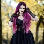 Goth model Daedra wears the Spider Mesh dress.