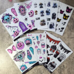 Gothic stickers including bats and skulls