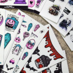 Gothic stickers including bats and skulls