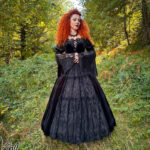 Model Marijana wears the Princessa Black Velvet & Lace Gothic Vintage Prom Dress