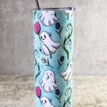 Spring Flower Ghostie Mint Green Gothic Halloween Skinny Tumbler