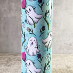 Spring Flower Ghostie Mint Green Gothic Halloween Skinny Tumbler