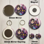 Wednesday Inspired Goth Girl Gothic Fridge Magnet, mirror, badges and keyring
