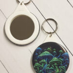 Trippy Mushrooms Gothic Compact Mirror Keyring