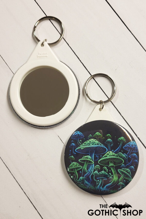 Trippy Mushrooms Gothic Compact Mirror Keyring
