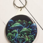 Trippy Mushrooms Gothic Compact Mirror Keyring