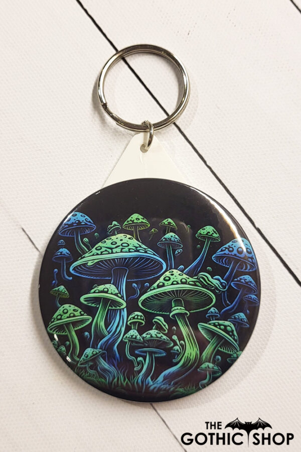Trippy Mushrooms Gothic Compact Mirror Keyring