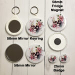 Roses Skull Gothic Fridge Magnet, badges, keyring and mirror