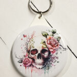 Roses Skull Gothic Compact Mirror Keyring