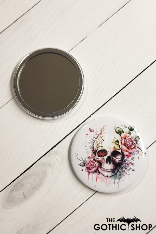 Roses Skull Gothic Compact Mirror