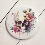 Roses Skull Gothic Compact Mirror