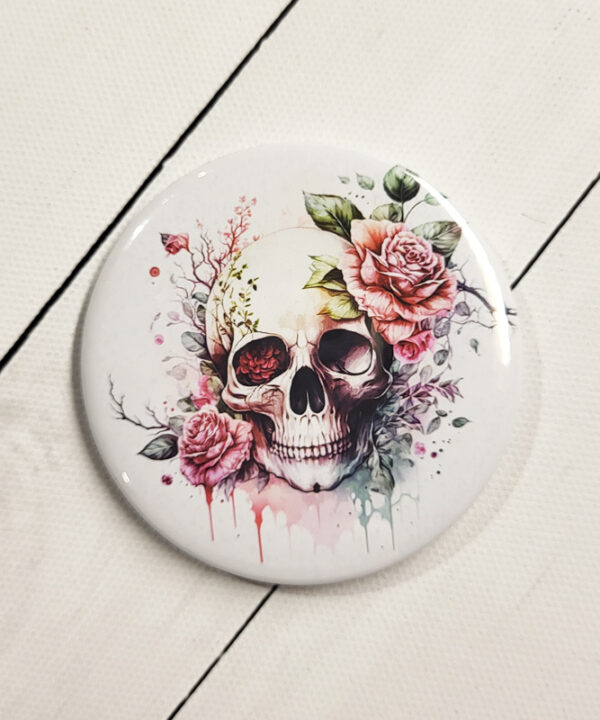 Roses Skull Gothic Compact Mirror