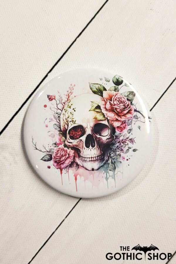 Roses Skull Gothic Compact Mirror