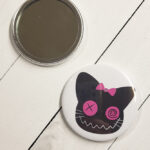 Zombie Cat Pink Gothic Compact Mirror