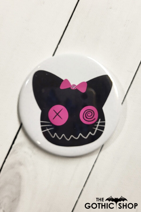Zombie Cat Pink Gothic Compact Mirror