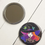 Iridescent Hair Witch with Leaves Witchy Gothic Compact Mirror