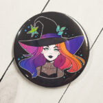 Iridescent Hair Witch with Leaves Witchy Gothic Compact Mirror