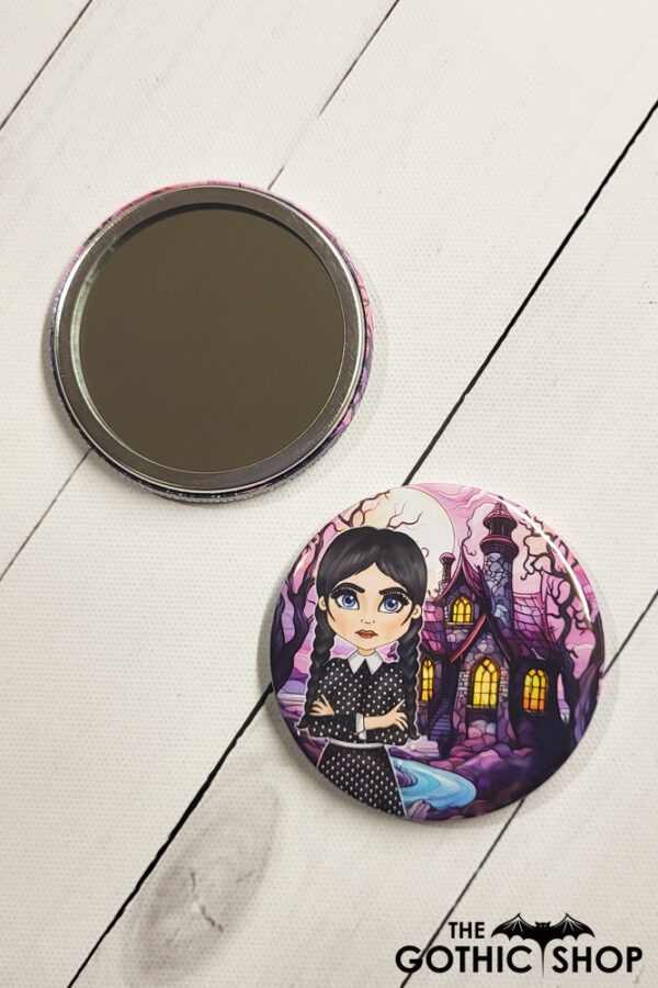 Wednesday Inspired Goth Girl Gothic Compact Mirror