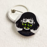 Green Cross Mask Goth Girl Gothic Pin Badge