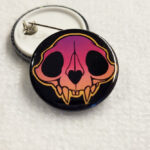Pinky Orange Vampire Cat Gothic Pin Badge