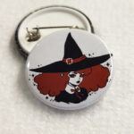 Curly Red Hair Young Witch Gothic Pin Badge