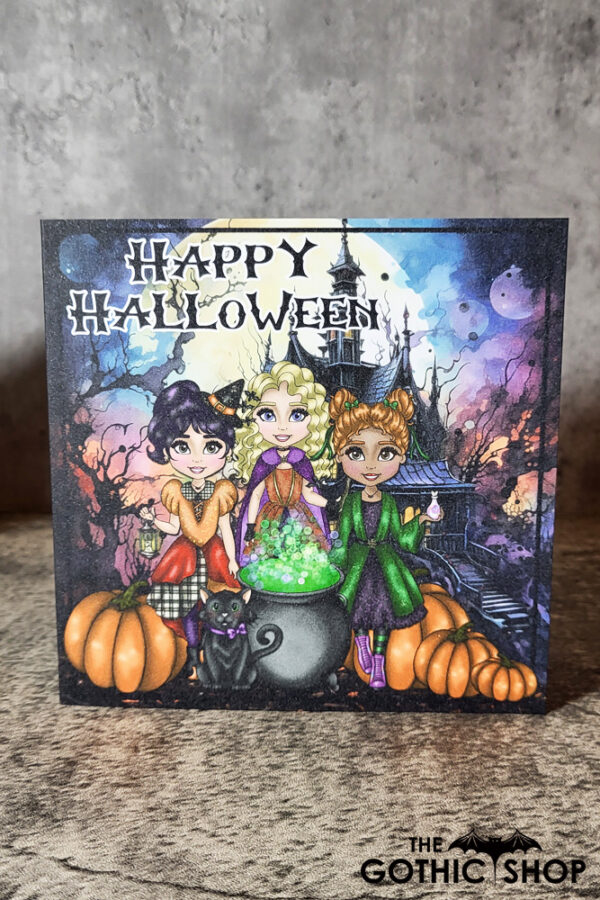 Witches Brewing Happy Halloween Greetings Card