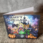 Witches Brewing Happy Halloween Greetings Card