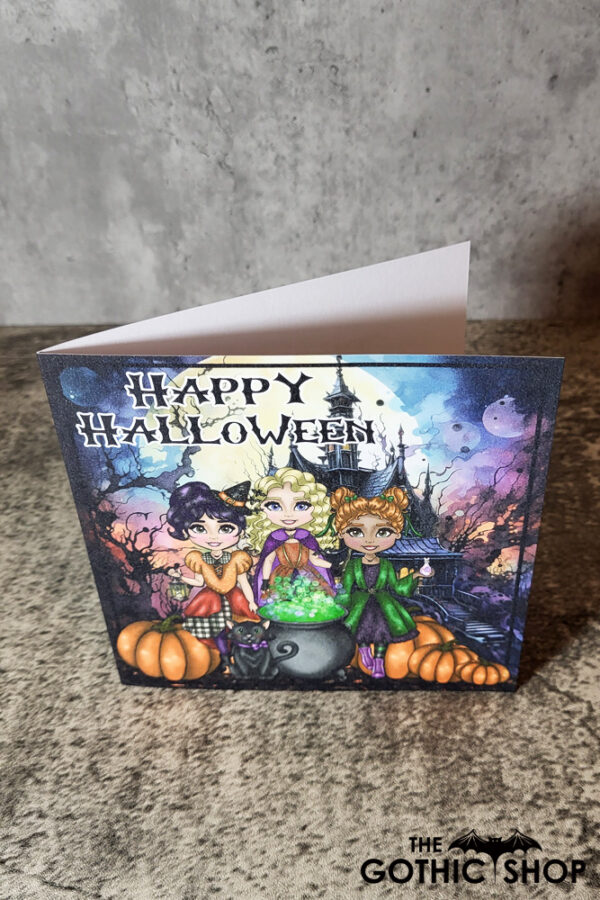 Witches Brewing Happy Halloween Greetings Card
