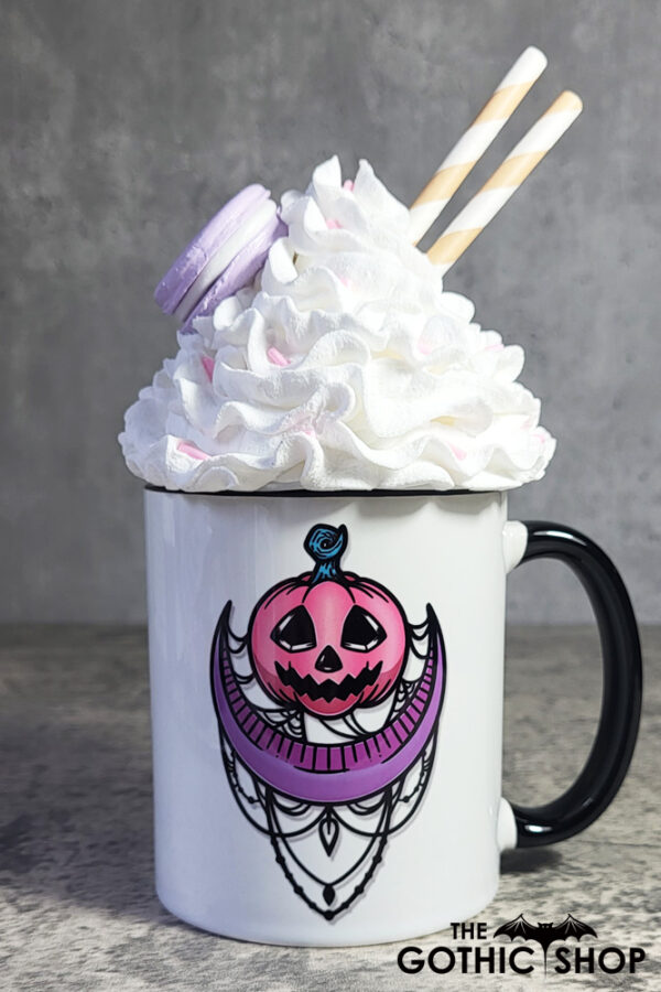 Jack-o'-Lantern Pumpkin Purple Moon Cobwebs Gothic Halloween Mug