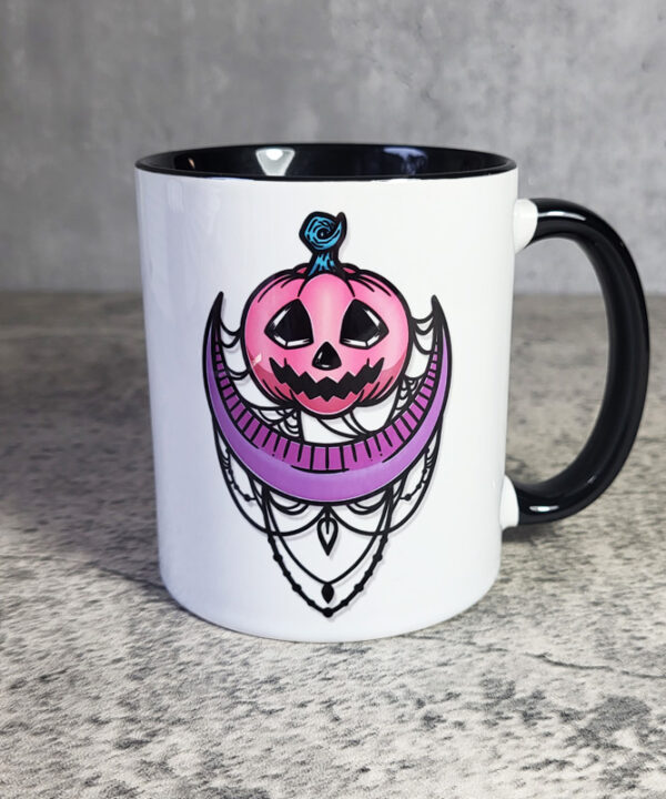 Jack-o'-Lantern Pumpkin Purple Moon Cobwebs Gothic Halloween Mug
