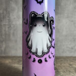 Cat Ghost Crystal Moon Purple Blue Gothic Halloween Skinny Tumbler