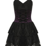 Dark in Love Oriana Purple Velvet Black Lace Gothic Lolita Mini Dress