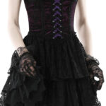 Dark in Love Oriana Purple Velvet Black Lace Gothic Lolita Mini Dress