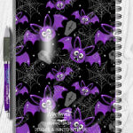 purple bats & cobwebs personalised gothic a5 notebook journal with option to personalise