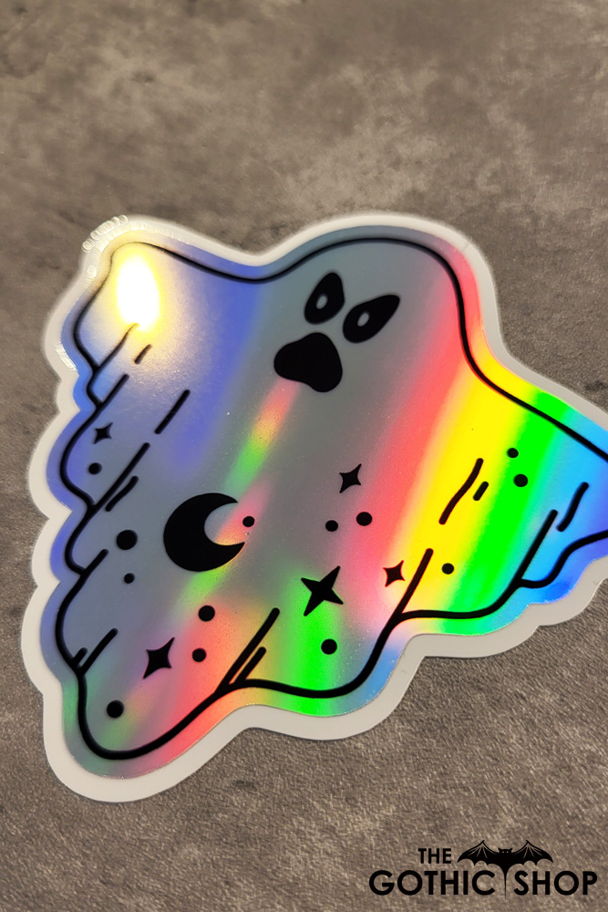 Off Ghost Sticker Spooky Ghost Large Holographic Gothic Sticker - Gothic Stickers