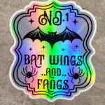 Bat Wings & Fangs Large Holographic Witchy Gothic Sticker Label