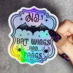Bat Wings & Fangs Large Holographic Witchy Gothic Sticker Label