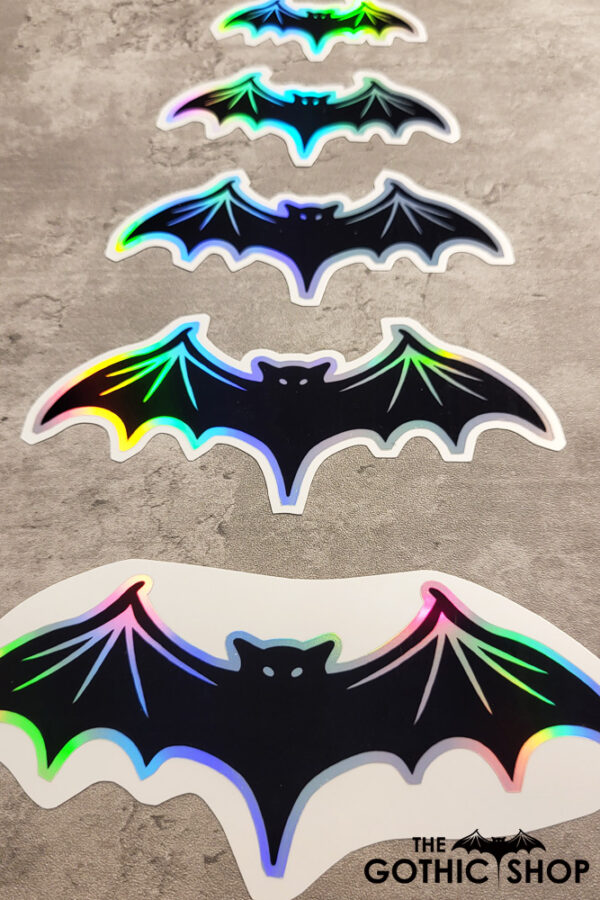 Black Bat Silhouette Holographic Gothic Sticker