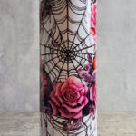 Cobweb & Roses Gothic Halloween Skinny Tumbler