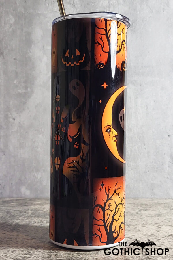 skatty patch orange gothic halloween 20oz straight tumbler