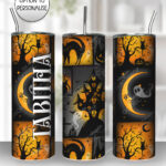 skatty patch orange gothic halloween 20oz straight tumbler with option to personalise