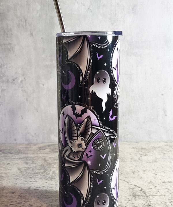Spooky Eve Bat Black Gothic Halloween Skinny Tumbler