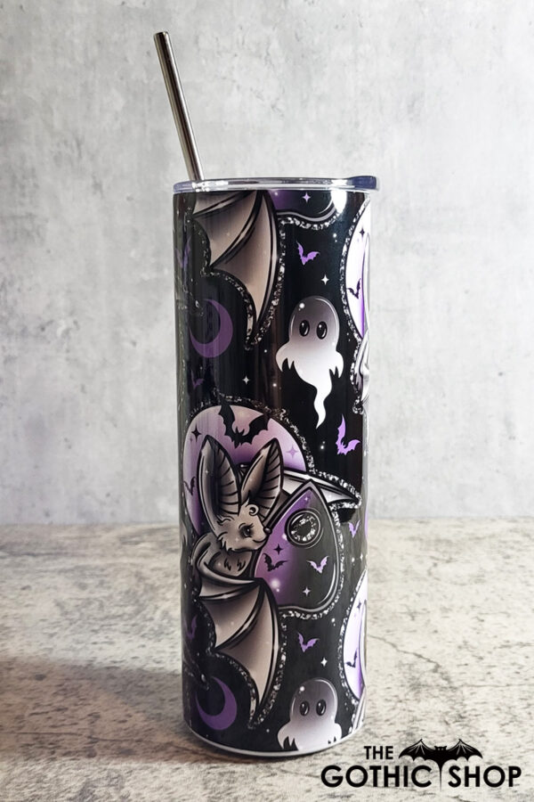 Spooky Eve Bat Black Gothic Halloween Skinny Tumbler