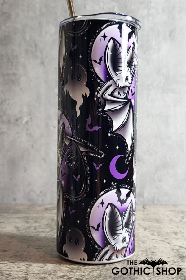 Spooky Eve Bat Black Gothic Halloween Skinny Tumbler