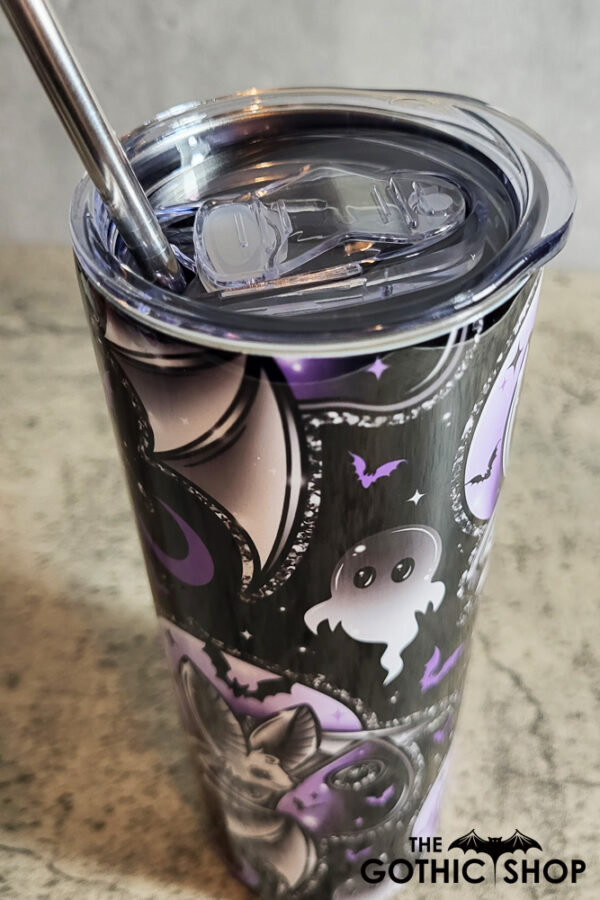 Spooky Eve Bat Black Gothic Halloween Skinny Tumbler