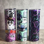 Gothic halloween tumblers including ghosts and bats