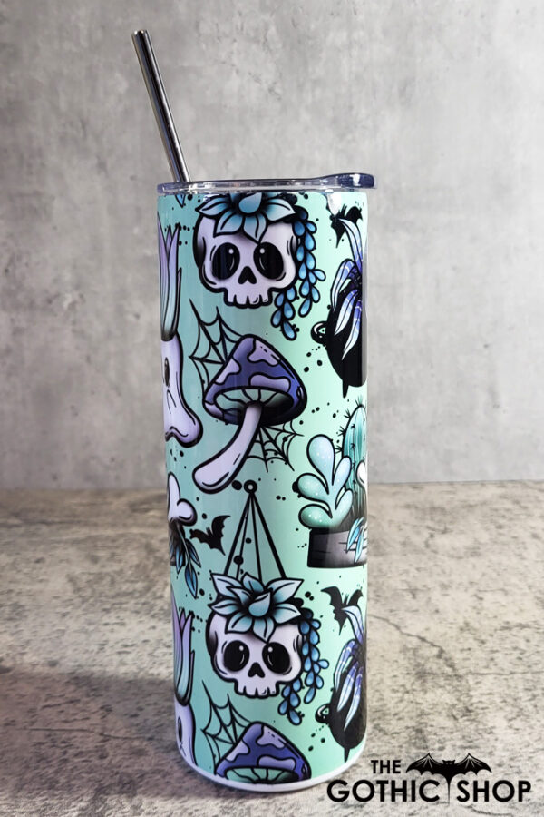 Spooky Planters Green Gothic Halloween Skinny Tumbler