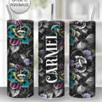 nightmare & purple roses gothic halloween 20oz straight tumbler with option to personalise